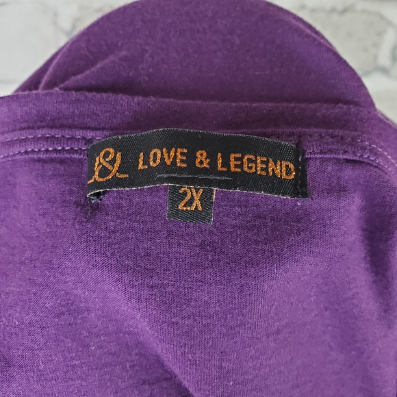 Plus Size Tee Low Scoop Sequined Purple 2X - Picture 2 of 10